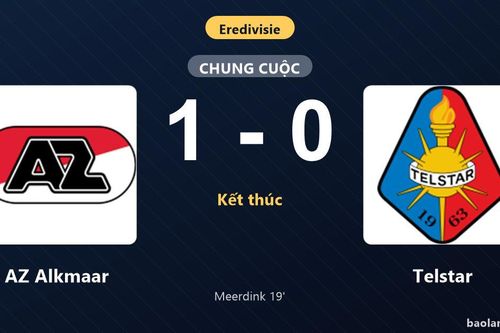 Thống kê trận đấu AZ Alkmaar 1-0 Telstar: Mexx Meerdink tỏa sáng, AZ Alkmaar giành trọn 3 điểm