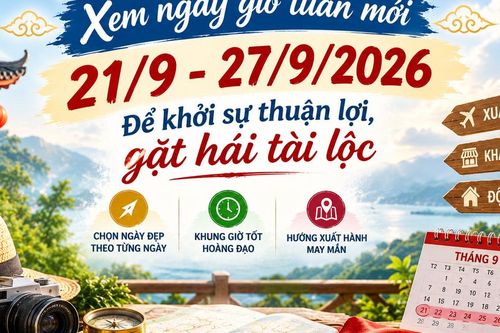 Xem ngày giờ tuần mới 21/9 - 27/9/2026: Gợi ý ngày đẹp, giờ tốt cho khai trương, động thổ và xuất hành