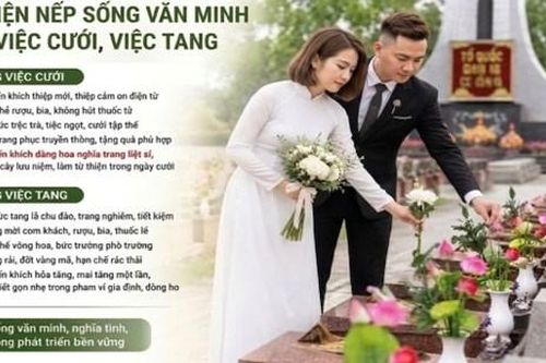 Quy định mới thực hiện nếp sống văn minh trong việc cưới, việc tang và lễ hội:Khuyến khích cô dâu, chú rể đặt hoa tại nghĩa trang liệt sĩ, di tích lịch sử - văn hoá