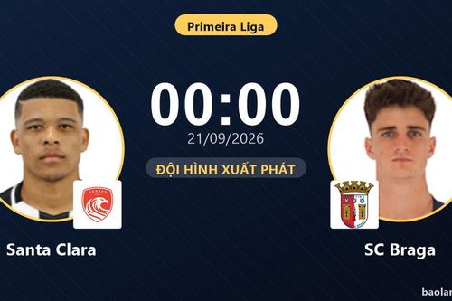 TRỰC TIẾPTrực tiếp Santa Clara vs SC Braga: Hiệp 2 bắt đầu, hòa 0-0