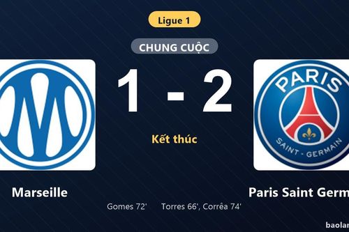 Thống kê trận đấu Marseille 1-2 Paris Saint Germain: Marcos Aoás Corrêa tỏa sáng, Paris Saint Germain giành trọn 3 điểm