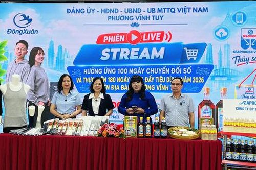Phường Vĩnh Tuy: Tổ chức phiên livestream thúc đẩy tiêu dùng và chuyển đổi số năm 2026