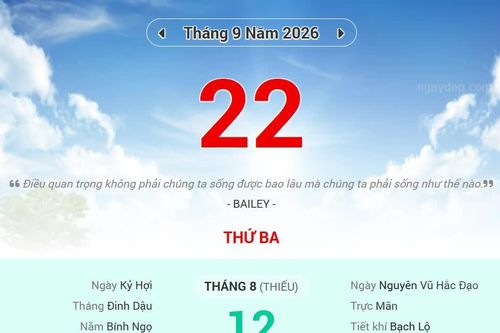 Lịch âm 22/9 - Xem lịch âm ngày 22/9