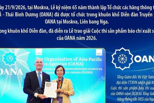 TTXVN giành Giải Nhì Cuộc thi Sản phẩm báo chí xuất sắc của OANA năm 2026