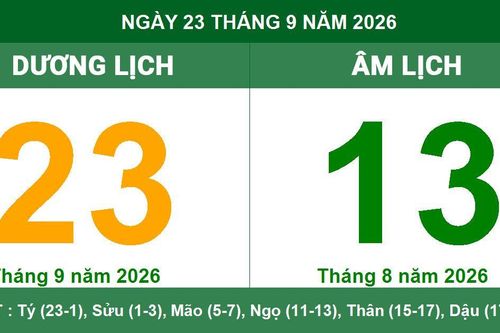 Lịch âm dương ngày 23/9/2026: Tra cứu giờ hoàng đạo và việc nên làm ngày Canh Tý cát lành