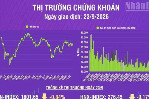 [Infographic] Chứng khoán ngày 23/9: VN-Index chịu áp lực điều chỉnh, giảm 15,28 điểm