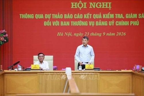 Thông qua dự thảo Báo cáo kết quả kiểm tra, giám sát đối với Ban Thường vụ Đảng ủy Chính phủ