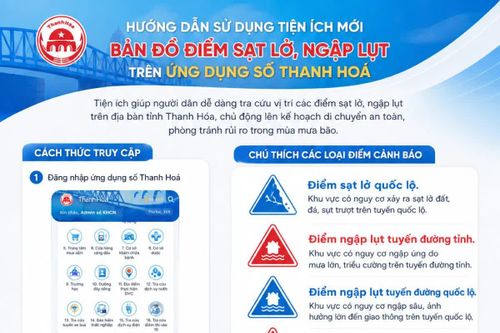 Tra cứu điểm sạt lở, ngập lụt theo thời gian thực trên ứng dụng số Thanh Hóa