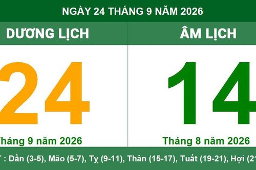 Lịch âm dương ngày 24/09/2026: Chi tiết giờ hoàng đạo và việc nên làm trong ngày Tân Sửu