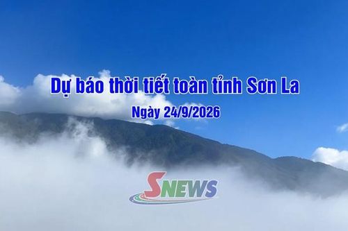 Dự báo thời tiết toàn tỉnh Sơn La ngày 24/9/2026