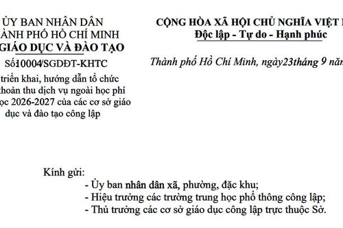 Thành phố Hồ Chí Minh hướng dẫn tổ chức các khoản thu ngoài học phí