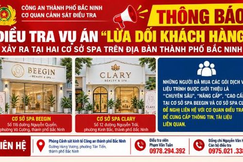 Bắc Ninh: Khởi tố chủ 2 spa lừa dối khách hàng ở phường Kinh Bắc và Võ Cường