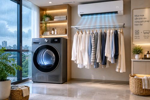 Mùa mưa, dùng máy sấy hay điều hòa để làm khô quần áo tiết kiệm hơn?