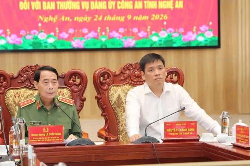 Thứ trưởng Lê Quốc Hùng làm việc với Ban Thường vụ Đảng uỷ Công an tỉnh Nghệ An