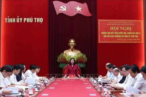 Thông qua kết quả kiểm tra, giám sát đợt 3 đối với Ban Thường vụ Tỉnh ủy Phú Thọ
