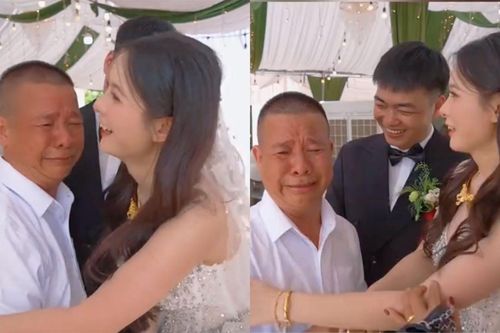 Rưng rưng cảnh bố khóc hu hu khi con gái lấy chồng, cô dâu dỗ mãi không nín