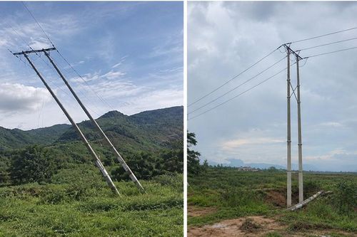 Kiến nghị khắc phục sự cố cột điện bị nghiêng, bảo đảm an toàn trước mùa mưa bão