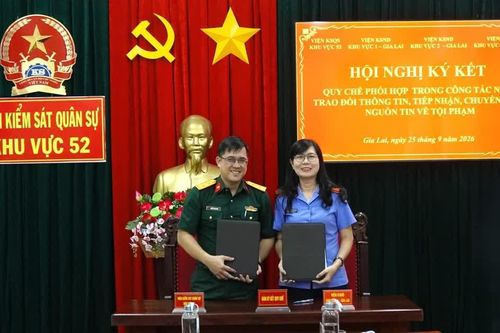 Viện KSQS khu vực 52 ký kết quy chế phối hợp với các viện KSND phía Đông Gia Lai