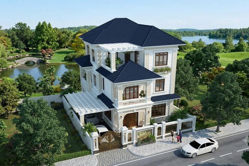 Chi phí nhà mái Nhật 3 tầng 90m² tân cổ điển bao nhiêu?