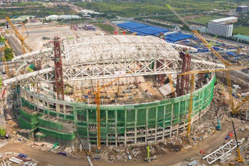 Mục sở thị mái vòm 8.600 tấn tự đóng mở của sân vận động PVF ở Hưng Yên