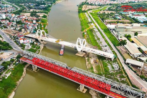 Cầu Đuống mới hợp long, tăng tốc hoàn thiện để thông xe cuối năm
