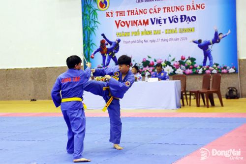 195 võ sinh thi thăng cấp Trung đẳng Vovinam Việt võ đạo thành phố Đồng Nai khóa 2 năm 2026
