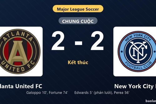 Thống kê trận đấu Atlanta United FC 2-2 New York City FC: Màn rượt đuổi tỷ số mãn nhãn