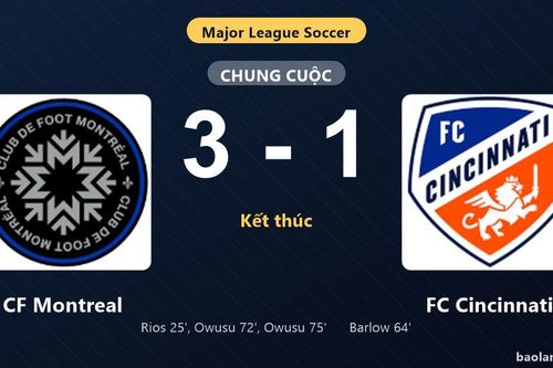 Thống kê trận đấu CF Montreal 3-1 FC Cincinnati: Prince-Osei Owusu tỏa sáng, CF Montreal giành trọn 3 điểm