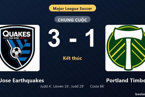 Thống kê trận đấu San Jose Earthquakes 3-1 Portland Timbers: Preston Judd tỏa sáng, San Jose Earthquakes giành trọn 3 điểm