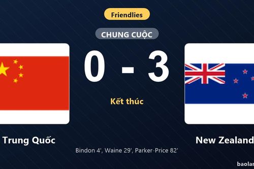 Thống kê trận đấu Trung Quốc 0-3 New Zealand: New Zealand thắng đậm thuyết phục