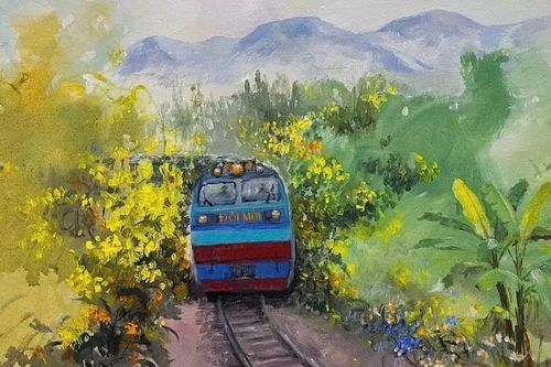 Vẻ đẹp đầy tự hào của Đường sắt Việt Nam qua tranh Quỳnh Thơm
