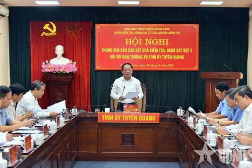 Thông qua dự thảo báo cáo kết quả kiểm tra, giám sát đối với Ban Thường vụ Tỉnh ủy Tuyên Quang