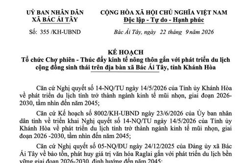 Xã Bác Ái Tây sẽ tổ chức chợ phiên vào tháng 1-2027