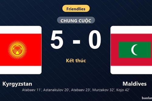 Thống kê trận đấu Kyrgyzstan 5-0 Maldives: Kyrgyzstan thắng đậm thuyết phục