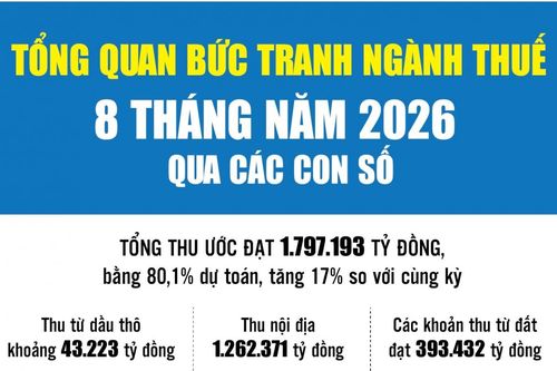 Infographics: Tổng quan bức tranh ngành Thuế 8 tháng năm 2026 qua các con số