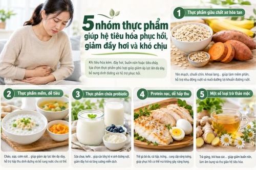 5 nhóm thực phẩm giúp hệ tiêu hóa phục hồi, giảm đầy hơi và khó chịu