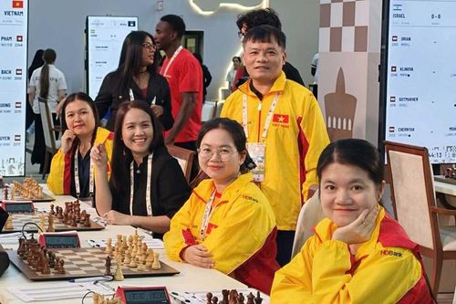 Cờ vua nữ Việt Nam lần thứ hai vào nhóm 10 đội dẫn đầu Olympiad