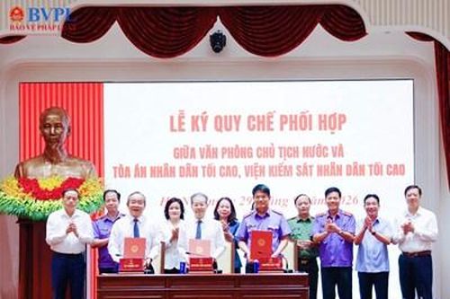 Ký Quy chế phối hợp giữa Văn phòng Chủ tịch nước và TAND tối cao, VKSND tối cao