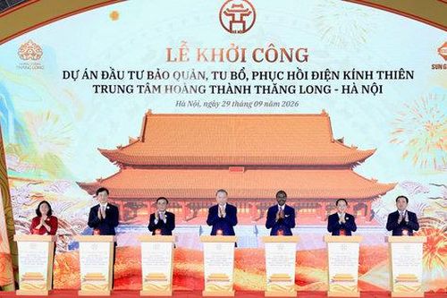 Khởi công dự án đầu tư bảo quản, tu bổ, phục hồi Điện Kính Thiên - Di tích Khu trung tâm Hoàng thành Thăng Long