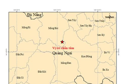 Động đất mạnh 3.8 độ tại xã Măng Bút, tỉnh Quảng Ngãi