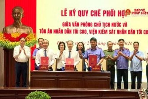 Ký Quy chế phối hợp giữa Văn phòng Chủ tịch nước, TAND tối cao và VKSND tối cao