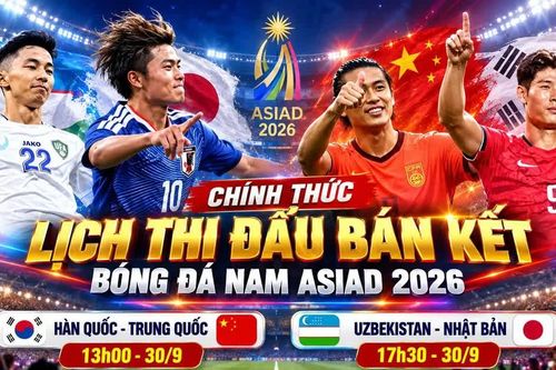 Lịch bán kết bóng đá nam ASIAD 2026 hôm nay theo giờ Việt Nam
