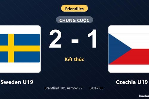 Thống kê trận đấu Sweden U19 2-1 Czechia U19: L. Arrhov tỏa sáng, Sweden U19 giành trọn 3 điểm