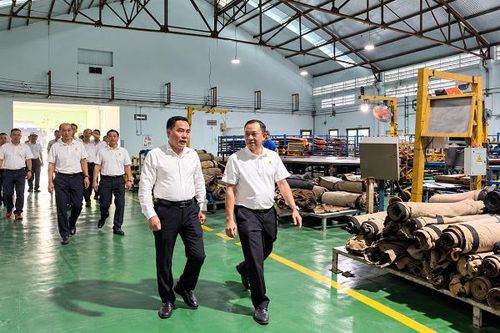 Tổng Giám đốc Casumina Phùng Quang Trung làm việc tại Xí nghiệp Cao su Bình Lợi