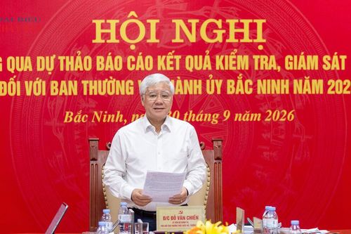 Phó Chủ tịch Thường trực Quốc hội Đỗ Văn Chiến chủ trì Hội nghị thông qua dự thảo báo cáo kết quả kiểm tra đối với Ban Thường vụ Thành ủy Bắc Ninh