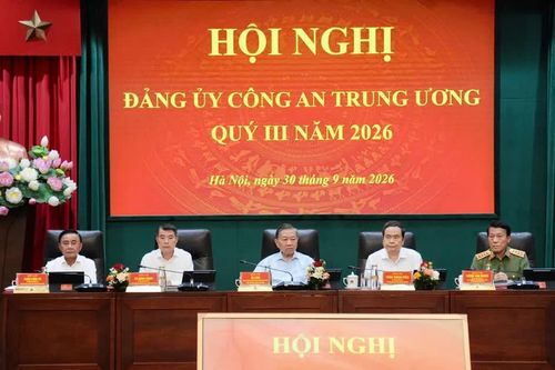 Các đồng chí lãnh đạo Đảng, Nhà nước dự Hội nghị Đảng uỷ Công an Trung ương quý III/2026