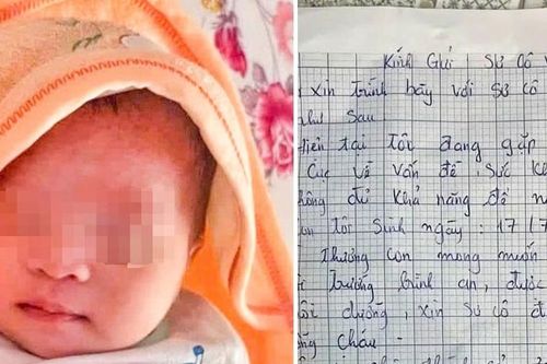Bé gái 20 ngày tuổi bị bỏ rơi trước tịnh thất, kèm lá thư đầy xót