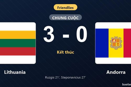 Thống kê trận đấu Lithuania 3-0 Andorra: Lithuania thắng đậm thuyết phục