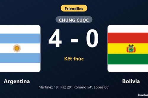 Thống kê trận đấu Argentina 4-0 Bolivia: Argentina thắng đậm thuyết phục