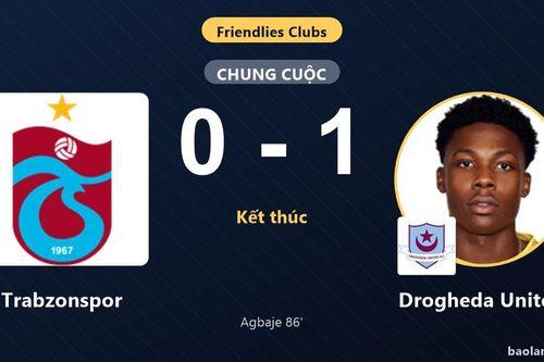 Agbaje lập công phút cuối, Drogheda United hạ gục Trabzonspor trong trận giao hữu